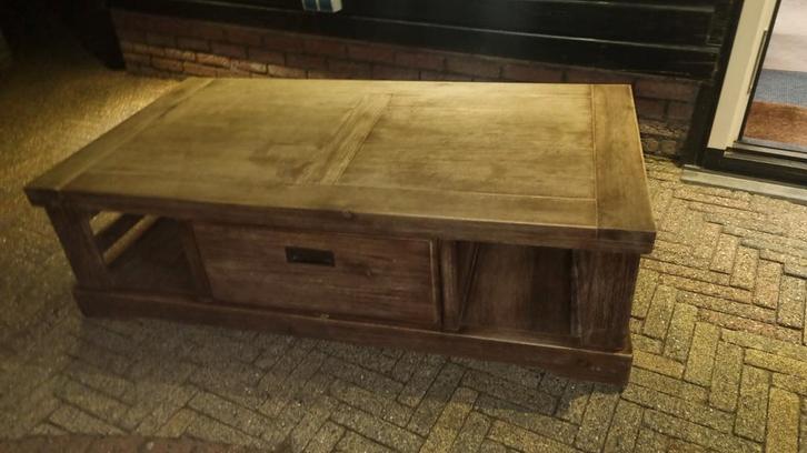 Salontafel accaciahout 130 x 70 x 38 met lade, Huis en Inrichting, Tafels | Salontafels, Zo goed als nieuw, Minder dan 50 cm, 50 tot 100 cm