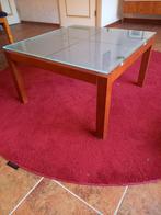 Kersenhouten tafel met glasplaat, Huis en Inrichting, Tafels | Salontafels, Ophalen, Gebruikt, 50 tot 100 cm, Minder dan 50 cm