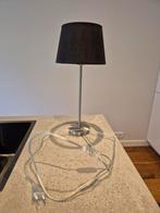 Tafellamp met zwart/grijze kap, Huis en Inrichting, Lampen | Tafellampen, Ophalen, Gebruikt, Stof, Minder dan 50 cm