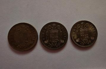 3x 1 Peseta (Spanje) in goede staat beschikbaar voor biedingen