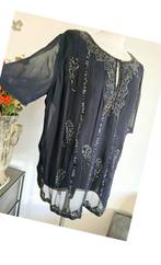 Antik Batik tuniek met kralen+pailletten XL 40/42 zwarte too, Kleding | Dames, Blouses en Tunieken, Maat 38/40 (M), Zwart, Ophalen of Verzenden