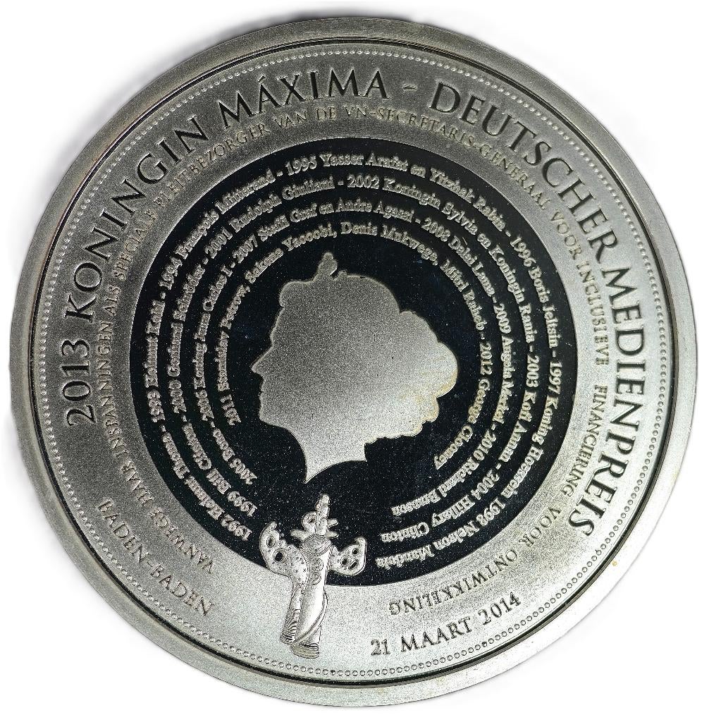 Koningin Máxima Deutscher Medienpreis, 2014, Postzegels en Munten, Penningen en Medailles, Ophalen of Verzenden, Overige materialen