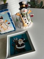 Theelichthouder kerstman + glazen kerstman, Ophalen of Verzenden, Zo goed als nieuw