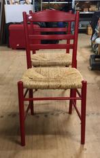 2x rode / biezen zitting keukenstoelen, Huis en Inrichting, Ophalen, Onbekend, Onbekend, Onbekend