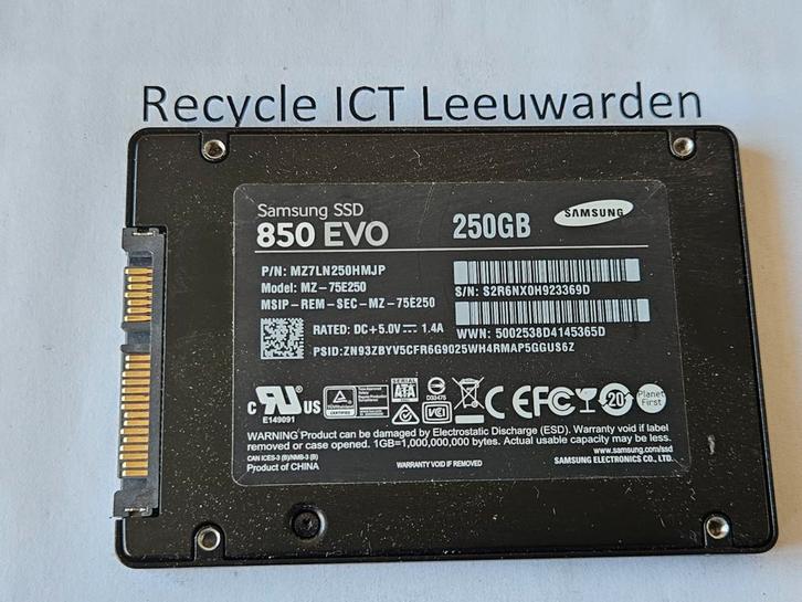 Samsung 250gb laptop ssd hdd hardeschijf 850evo, Computers en Software, Harde schijven, Gebruikt, Laptop, Intern, SSD, SATA, Ophalen of Verzenden