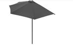 Half ronde balkon parasol met hoes en voet 20 kg, Ophalen, Overige typen, 2 tot 3 meter, Zo goed als nieuw