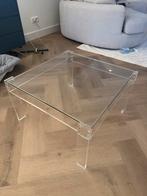 Vintage Glazen Salontafel 60x60, Huis en Inrichting, Tafels | Salontafels, Ophalen, Gebruikt, Vierkant, 50 tot 100 cm
