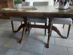 Eethoek (eiken) met 4 stoelen, Huis en Inrichting, Tafels | Eettafels, Ophalen, Gebruikt, Eikenhout, 200 cm of meer