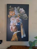 Groot schilderij bloemenmeisje, Ophalen of Verzenden, Zo goed als nieuw, Schilderij, 75 cm of meer