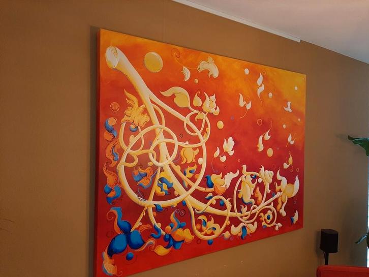 Canvas olieverf schilderij, Antiek en Kunst, Kunst | Schilderijen | Abstract, Ophalen