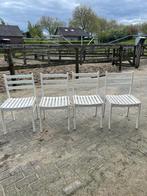 4 witte houten stoelen, Huis en Inrichting, Stoelen, Vier, Wit, Zo goed als nieuw, Hout
