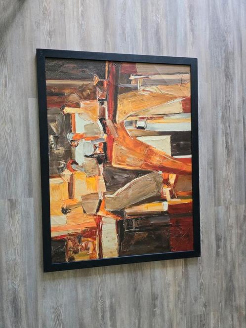 Schilderij van IKEA – abstract, warme kleuren – houten lijst, Antiek en Kunst, Kunst | Schilderijen | Abstract, Ophalen of Verzenden