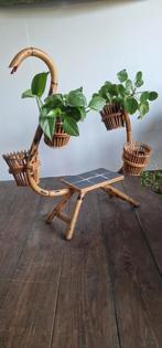Vintage rotan plantenstandaard, Tuin en Terras, Bloembakken en Plantenbakken, Ophalen, Gebruikt, Onbekend, Binnen