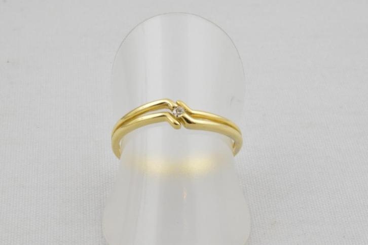 14 karaat gouden ring met Diamant 1779-G, Sieraden, Tassen en Uiterlijk, Ringen, Gebruikt, Dame, 18 tot 19, Goud, Goud, Met edelsteen