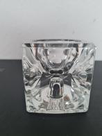Vintage kubus Cubus Kristal Kandelaar kaarsenhouder SKLO, Overige materialen, Ophalen of Verzenden, Zo goed als nieuw, Grijs