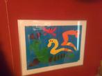 Abstract schilderij in alluminium lijst met paspatoe, Ophalen of Verzenden