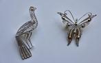 2 broches filigrain zilver 925   pauw & vlinder, Ophalen of Verzenden, Zo goed als nieuw, Zilver, Zilver