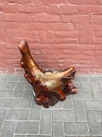 Antieke teakhouten boomstronk in potvorm, Ophalen of Verzenden