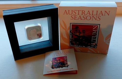 Zilveren 1 oz Squere Coin Australian Seasons Autumn 2013., Postzegels en Munten, Munten | Oceanië, Setje, Zilver, Ophalen of Verzenden