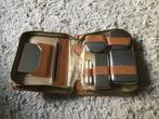 Vintage Bruine Toiletset voor op reis opbr giro555, Bruin, Ophalen of Verzenden, Hardcase, Zo goed als nieuw