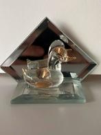 Eendje van glas op spiegeltje, Antiek en Kunst, Antiek | Glas en Kristal, Ophalen of Verzenden
