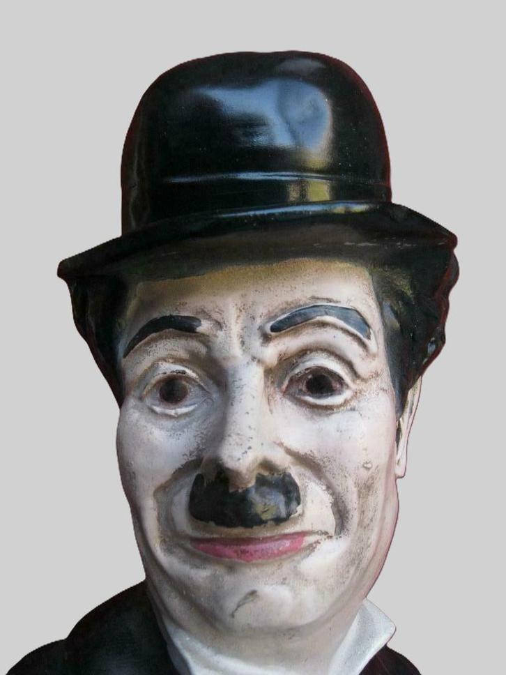 Polychrome 1,25m hoge beeld Charlie Chaplin., Antiek en Kunst, Kunst | Beelden en Houtsnijwerken, Ophalen