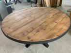 Ronde eettafel 140 cm oud grenen met metalen rand, Ophalen, Koopmans HH, Beatrixstraat 65E Beneden Leeuwen, Nieuw