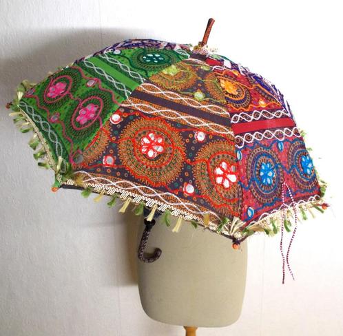 Festival/Ibiza/India strand mini zon parasol/paraplu, Kleding | Dames, Tops, Zo goed als nieuw, Maat 42/44 (L), Groen, Verzenden