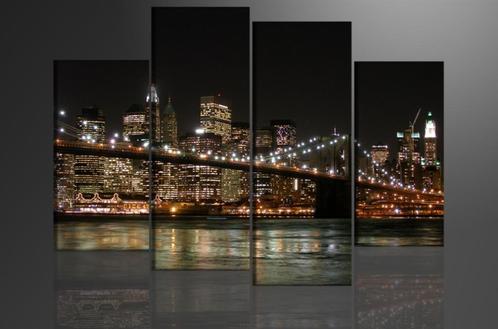 Nieuw * 4 Luik van Canvas * New York 80x130cm, Antiek en Kunst, Kunst | Schilderijen | Modern, Ophalen of Verzenden