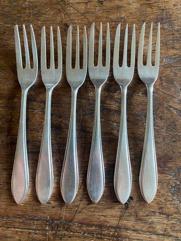 Set van 6 verzilverde taartvorkjes, Puntfilet, Zilverstad 90 beschikbaar voor biedingen