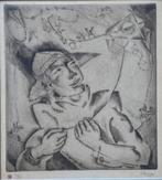Nicolaas Eekman droge naald "Vliegeraar", genummerd  7/50, Antiek en Kunst, Kunst | Etsen en Gravures, Ophalen