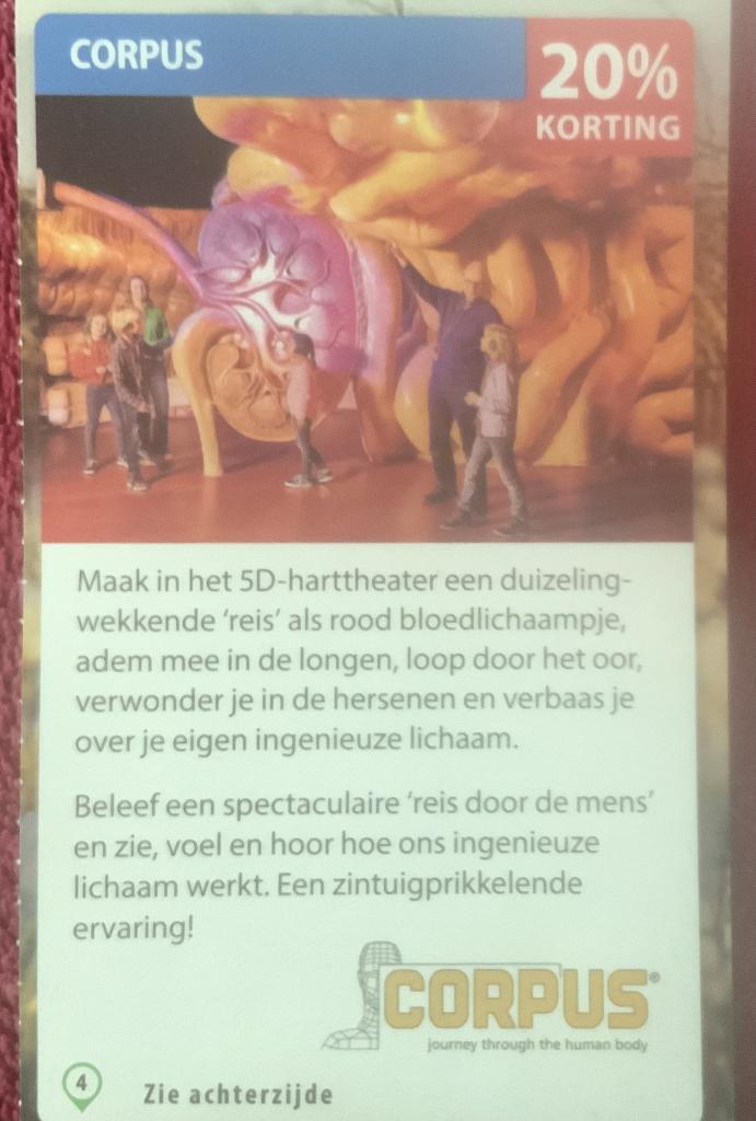 Corpus 5D-Harttheater in Oegstgeest Voordeelbon, Tickets en Kaartjes, Drie personen of meer, Kortingsbon, Overige typen