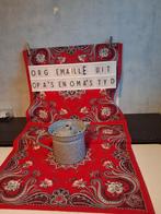 👌grijsgewolkt emaille melkkoker m. anti overkook deksel., Antiek en Kunst, Ophalen of Verzenden