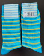 🎁2 paar sokken blauw/geel gestreept FSC keurmerk.M41-44.Nw., Nieuw, Blauw, Ophalen of Verzenden