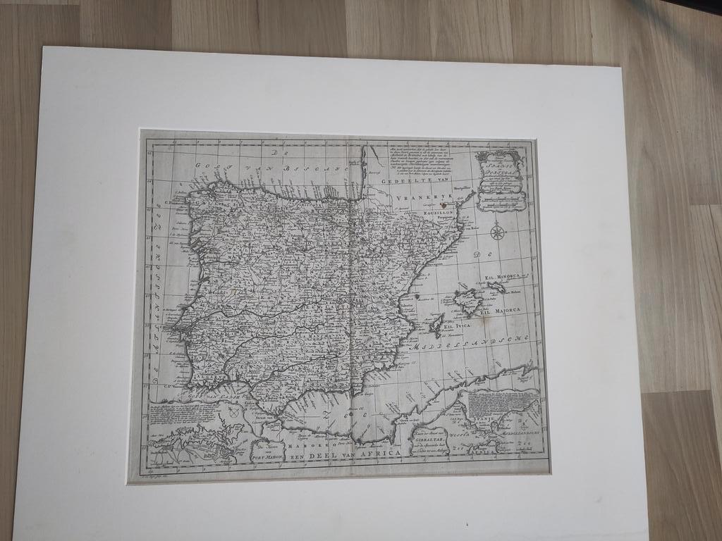 Antieke Landkaart Spanje & Portugal - Bowen, Bachiene 1769, Ophalen of Verzenden, W.a. bachiene, Voor 1800, Spanje