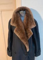 Zwarte bont kraag nerts jas waterdicht, Verzenden, Zo goed als nieuw