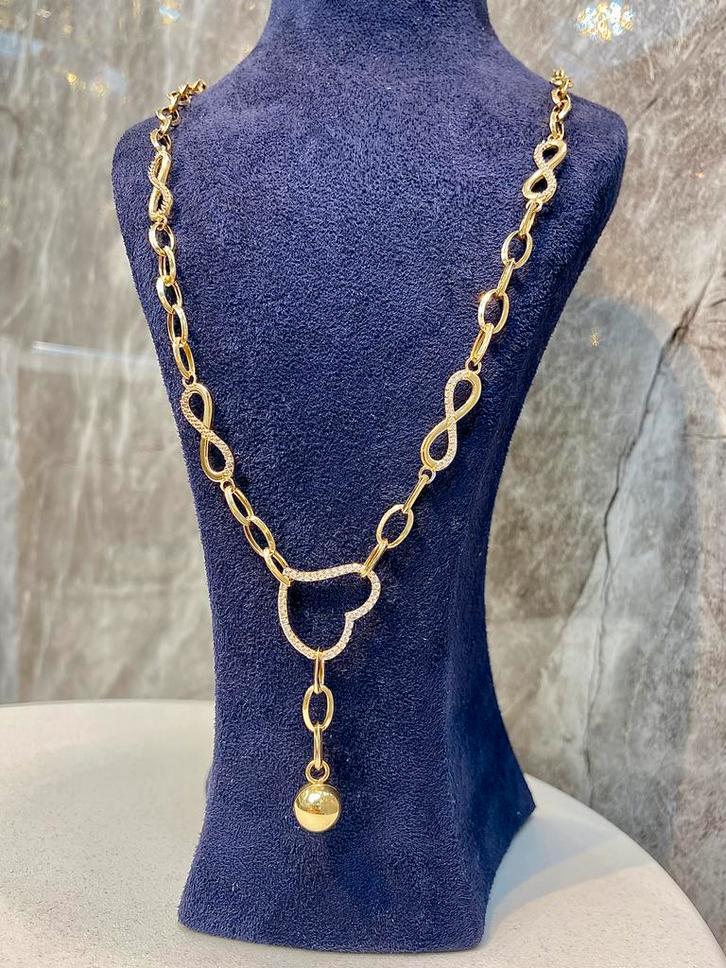Schitterende 14k Gouden Ketting Hartje, Sieraden, Tassen en Uiterlijk, Kettingen, Nieuw, Goud, Goud, Met edelsteen, Met hanger