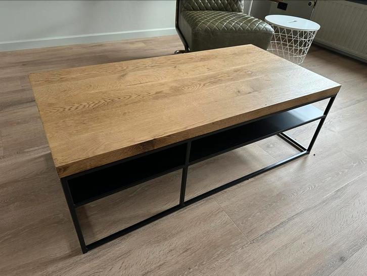 Salontafel – 120 x 60 x 40 cm | Massief Hout & Staal, Huis en Inrichting, Tafels | Salontafels, Minder dan 50 cm, 50 tot 100 cm
