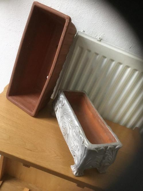 2  Langwerpige terracotta bloempotten 🪴, Tuin en Terras, Bloempotten, Gebruikt, Terracotta, Tuin, Minder dan 40 cm, Minder dan 25 cm