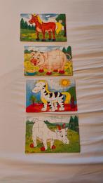 4 in 1 dierenpuzzel van hout, Ophalen of Verzenden, 10 tot 50 stukjes, Gebruikt, Van hout