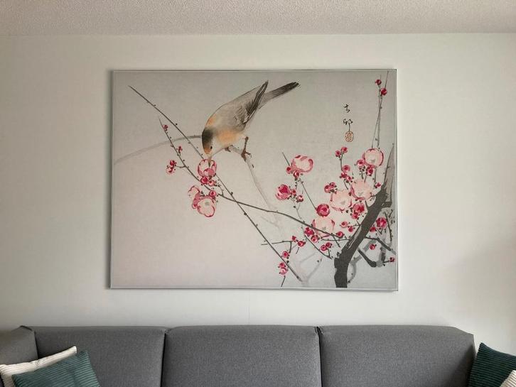Schilderij op textieldoek, Ohara Koson, wit frame wisselbaar, Huis en Inrichting, Woonaccessoires | Schilderijen, Tekeningen en Foto's