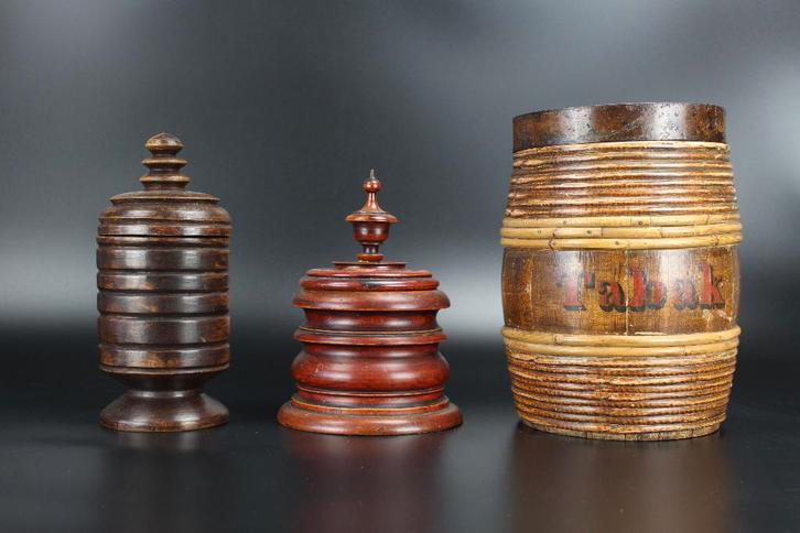 Antieke tabakspotten 3x antiek Nederlands tabak pot 19e eeuw, Antiek en Kunst, Curiosa en Brocante, Ophalen of Verzenden