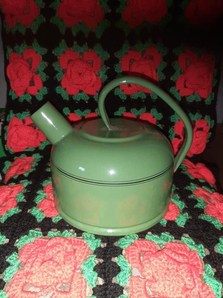 Vintage groene ketel (emaille), Huis en Inrichting, Keuken | Keukenbenodigdheden, Gebruikt, Ophalen of Verzenden