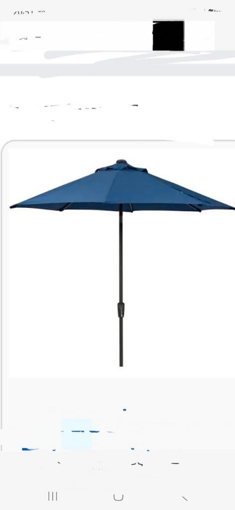 Blauwe parasol 300cm met opendraaisysteen, Tuin en Terras, Parasols, Zo goed als nieuw, Kantelbaar, Verstelbaar, Ophalen