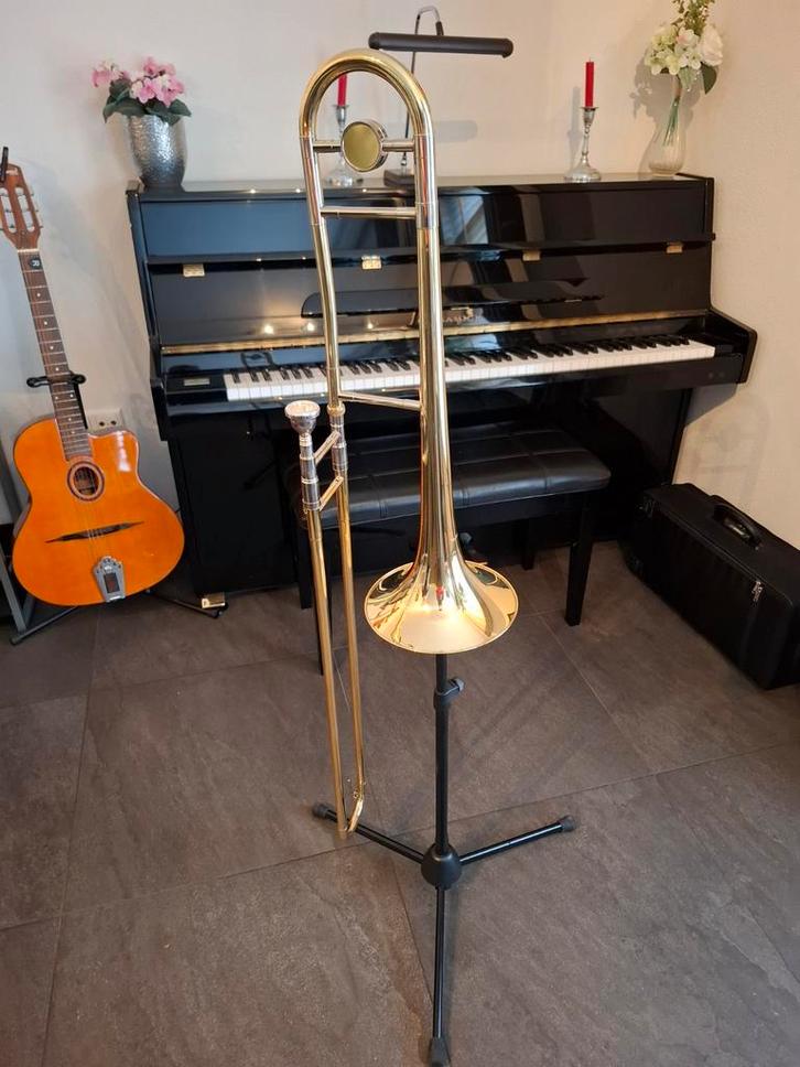 Trombone Tim Hendson met koffer en standaard, Muziek en Instrumenten, Blaasinstrumenten | Trombones, Zo goed als nieuw, Tenor