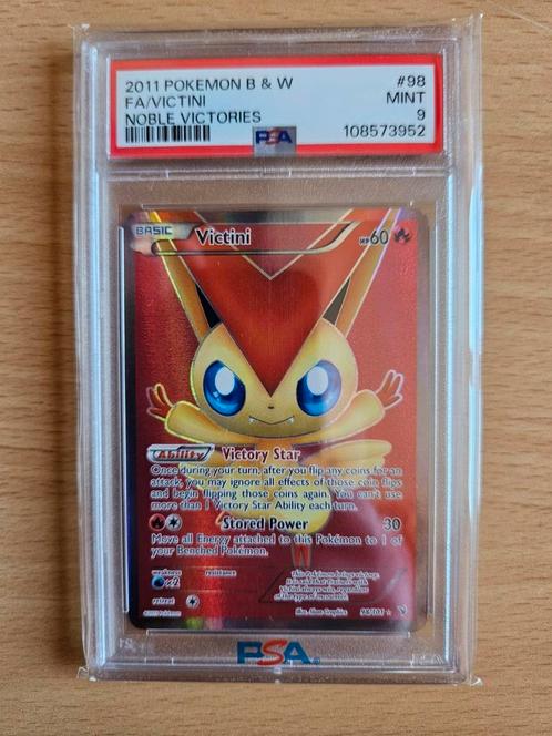 Pokémon Black and White Noble Victories Victini PSA 9, Hobby en Vrije tijd, Verzamelkaartspellen | Pokémon, Nieuw, Losse kaart