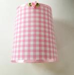 Prachtige grote hoge gepimpte hanglamp roze wit ruitmotief, Ophalen of Verzenden, Zo goed als nieuw, Lamp
