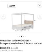 Hemelbed Tweepersoonsbed met 2 lades - wit hout, Huis en Inrichting, Slaapkamer | Bedden, Ophalen, Wit, 140 cm, 200 cm