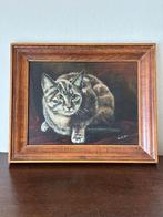 Oude Schilderij: Portret van een Kat, Antiek en Kunst, Kunst | Schilderijen | Klassiek, Ophalen of Verzenden