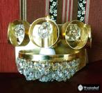 Kristallen wandlamp vintage - messing - goud, Huis en Inrichting, Lampen | Wandlampen, Ophalen of Verzenden, Zo goed als nieuw